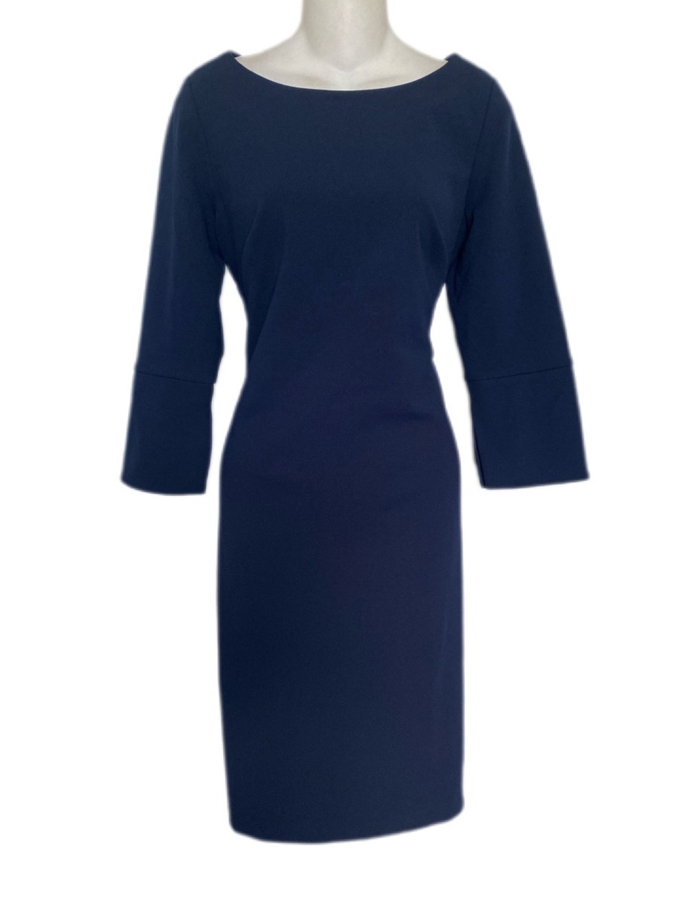 Calvin Klein Navy Sheath Dress with Three-Quarter Sleeves 10